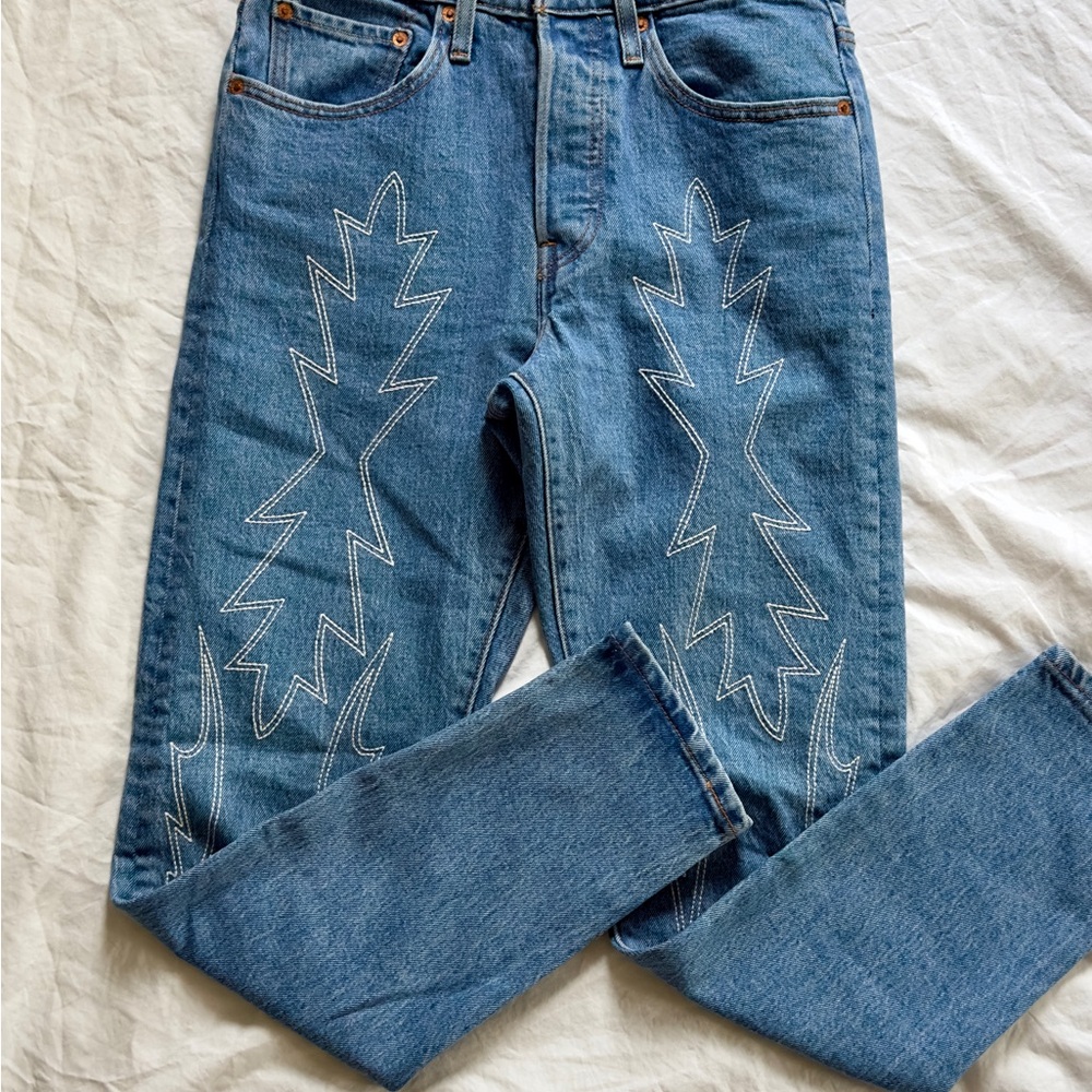 Levi's Blue 501 S Women's Jeans with Embroidery